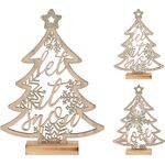 Χριστουγεννιάτικο διακοσμητικό ξύλινο έλατο σε χρυσό χρώμα 23x3x30cm