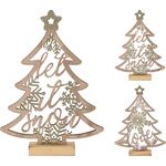 Χριστουγεννιάτικο διακοσμητικό ξύλινο έλατο σε χρυσό χρώμα 32x4x44cm