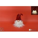 Χριστουγεννιάτικος διακοσμητικός νάνος φωτιζόμενος με σκουφάκι κόκκινο από παγέτα 18x12x14cm