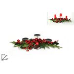 Χριστουγεννιάτικο διακοσμητικό κηροπήγιο με γκι, μπάλες, φύλλα & κουκουνάρες 22,5x24x83cm