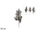 Χριστουγεννιάτικο διακοσμητικό κλαδί χιονισμένο με γκι, ου και κουκουνάρι 30cm