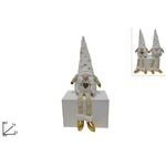 Χριστουγεννιάτικος διακοσμητικός νάνος καθιστός σε 2 σχέδια σε λευκό χρώμα με χρυσές λεπτομέρειες 60x14x22cm