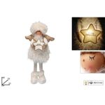 Χριστουγεννιάτικο διακοσμητικό αγγελάκι όρθιο με φωτιζόμενο αστέρι σε λευκό χρώμα 40x15x21cm