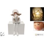 Χριστουγεννιάτικο διακοσμητικό αγγελάκι καθιστό με φωτιζόμενο αστέρι σε λευκό χρώμα 45x14x21cm