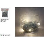 Χριστουγεννιάτικα φωτάκια ψείρες 10 LED λευκό θερμό με ασημί διακοσμητικές ταινίες 16x1.5x21cm