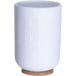 Ποτήρι πλαστικό σε λευκό ματ με βάση από bamboo 300ml