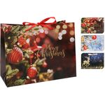 Χριστουγεννιάτικη σακούλα δώρου χάρτινη με σχέδιο στολισμένο δέντρο 38x1x28.5cm