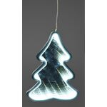 Χριστουγεννιάτικος καθρέφτης με λευκό led φως σε σχήμα Έλατο 11x12x15cm