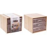 Συρταριέρα μικρή από bamboo για οργάνωση καλλυντικών σε μπεζ χρώμα 15x12x10cm