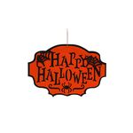 Διακοσμητική κρεμαστή πινακίδα Happy Halloween σε πορτοκαλί χρώμα 30x45cm