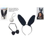 Αποκριάτικο σετ κουνελάκι αυτιά-ουρά-παπιγιόν σε μαύρο χρώμα