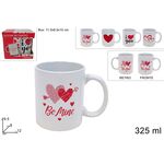 Κούπα Άγιος Βαλεντίνος σε λευκό χρώμα σε συσκευασία δώρου με σχέδια καρδιές 325ml