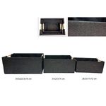 Σετ 3 καλάθια αποθήκευσης υφασμάτινα με ξύλινες λαβές σε μαύρο χρώμα 34.5x23.5x16cm, 31x21x14cm &26.5x17x12cm