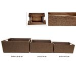 Σετ 3 καλάθια αποθήκευσης υφασμάτινα με ξύλινες λαβές σε καφέ χρώμα 34.5x23.5x16cm, 31x21x14cm &26.5x17x12cm