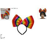 Αποκριάτικη στέκα με μεγάλο φιόγκο Rainbow 24x22cm