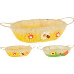 Πασχαλινό καλάθι διακοσμητικό τσόχινο σε κίτρινο χρώμα 24x14x7cm