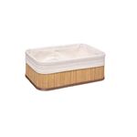 Καλάθι μεγάλο από bamboo και λινό σε φυσικό χρώμα 34x24x16cm