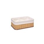 Καλάθι μεσαίο από bamboo και λινό σε φυσικό χρώμα 29x19x14cm