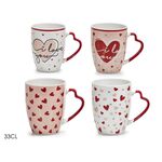 Κούπα κεραμική με λαβή καρδιά σε ροζ χρώμα με καρδούλες 330ml