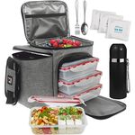 A2S Protection Τσάντα ψυγείο με δοχεία φαγητού και θερμός σετ 8τμχ Γκρι 30x18x25cm 10lt