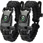 A2S Βραχιόλι Επιβίωσης Paracord με Πυξίδα & Σπινθηριστή 2τμχ Black/Black