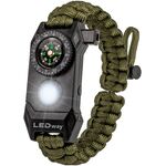 A2S Βραχιόλι Επιβίωσης Paracord με Πυξίδα, Σπινθηριστή & LED φακό Green