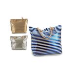 Τσάντα με λευκές ρίγες θαλάσσης ριγέ 49x35x16cm