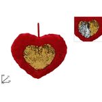 Λούτρινη κρεμαστή καρδιά σε κόκκινο χρώμα με παγέτες στη μέση 26x10x30cm