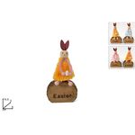 Λούτρινο λαγουδάκι πάνω σε ξύλινο κορμό με μήκος 8 εκ. και ύψος 14,5 εκ. σε 4 χρώματα.