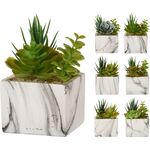 Πλαστικό φυτό σε τετράγωνη γλάστρα από τσιμέντο με φινίρισμα μαρμάρου9x13cm