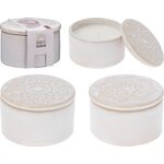 Διακοσμητικό κερί σε πορσελάνινο βάζο με καπάκι σε εκρού χρώμα 9.5x5.7cm