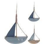 Διακοσμητικό ξύλινο καραβάκι σε μπλε χρώμα 26cm