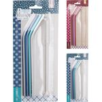 Σετ 5 επαναχρησιμοποιούμενα καλαμάκια από ανοξείδωτο ατσάλι σε μπλε χρώμα 4pcs 6cm