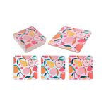 Σουβέρ 6τμχ με σχέδιο φρούτα σε ροζ χρώμα