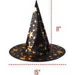 Αποκριάτικο μαύρο καπέλο μάγου με αστεράκια 32cm