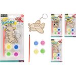 Σετ ζωγραφικής DIY με ένα ξύλινο μπρελόκ, 4 νερομπογιές & πινέλο