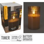 Διακοσμητικό κερί με φως LED σε  γκρι γυάλινο δοχείο 12.5cm