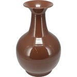 Διακοσμητικό βάζο από πορσελάνη σε σχήμα πυθαριού σε καφέ χρώμα 24x24x38.5cm