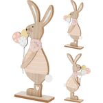 Πασχαλινός διακοσμητικός ξύλινος λαγός με μπαλόνι κορίτσι 12x5x31cm