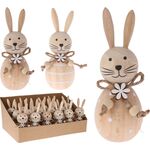 Πασχαλινός ξύλινος διακοσμητικός λαγός σε φυσικό μπεζ χρώμα 4.3x4.3x11.5cm