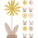 Πασχαλινό ξύλινο διακοσμητικό με λουλούδι σε 6 σχέδια 18x6x42cm