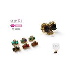 Κλαμεράκι χρυσό με χρωματιστές πέτρες σε μαύρο χρώμα 2.5cm