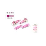 Κοκαλάκια μαλλιών κλιψάκια μεταλλικά με γκλίτερ σετ 4τμχ σε ροζ χρώμα 4cm