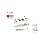 Τσιμπιδάκι μαλλιών ασημί σετ 3τμχ 5.5cm