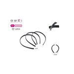 Στέκα μαλλιών μαύρη λεπτή σετ 3τμχ 12x1cm