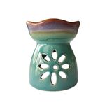 Κεραμική Συσκευή για Αιθέρια Έλαια με σχέδιο Λουλούδι Κυματιστό σε μπεζ χρώμα