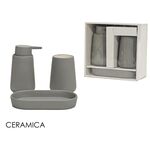 Κεραμικό σετ μπάνιου 3τμχ σε γκρι χρώμα