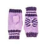Γάντια βιολετί κοφτά πλεκτά με φιόγκο