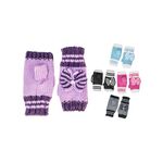 Γάντια βιολετί κοφτά πλεκτά με φιόγκο