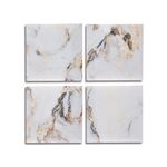 GiftDecor Σετ 4 πίνακες με εφέ μαρμάρου σε λευκό χρώμα 35x35cm